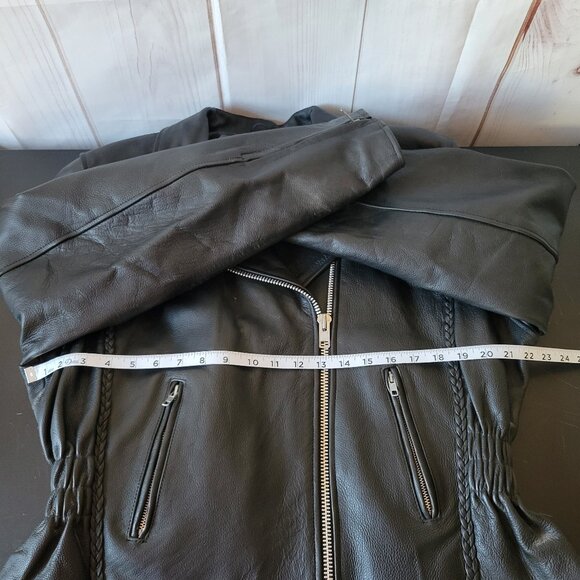 Unik Premium Women’s XXL Black Leather Braded Motorcycle Biker Jacket, NWOT - Picture 8 of 9